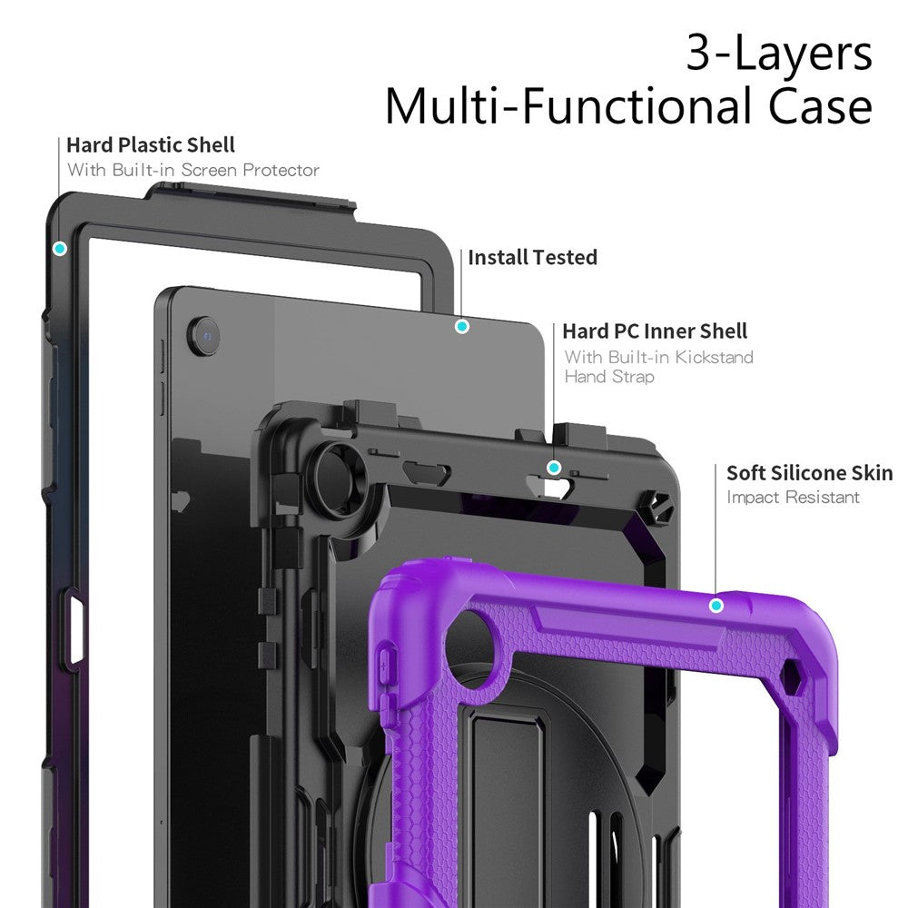 For Lenovo Tab M10 Plus (3rd Gen) / Xiaoxin Pad 2022 10.6 inch 125FU / 128FU Silicone+PC Protective Case with Shoulder Strap Anti-Scratch Cover Shockproof Portable Tablet Kickstand Case - Purple