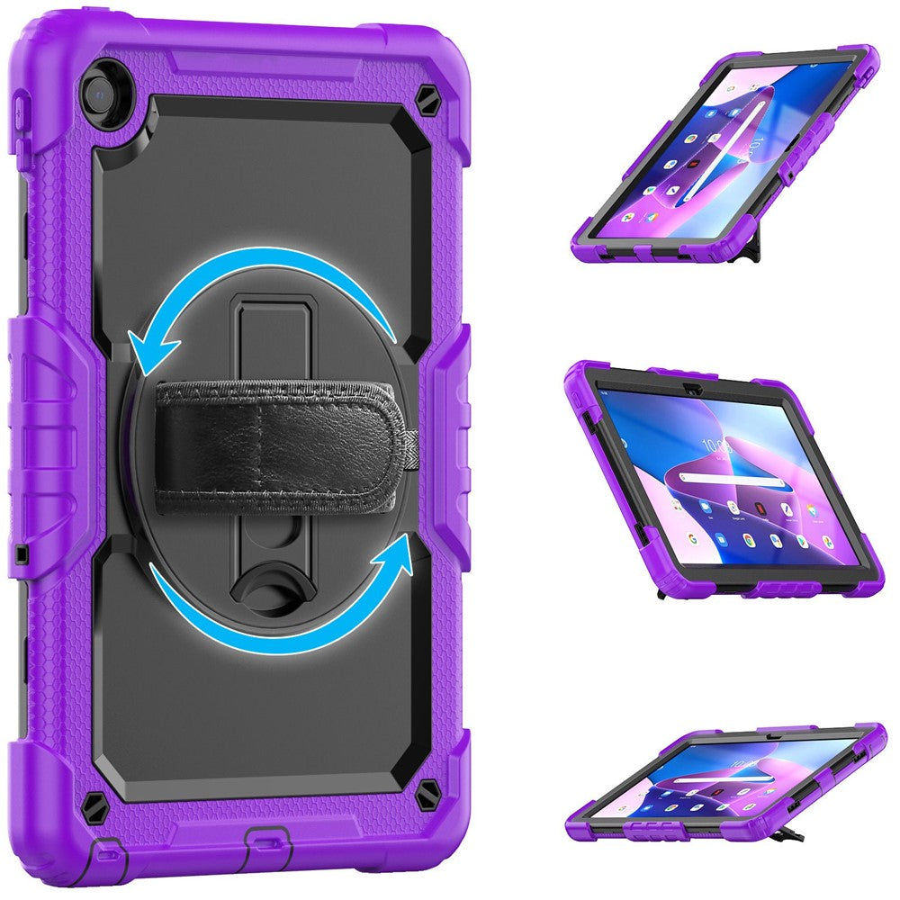 For Lenovo Tab M10 Plus (3rd Gen) / Xiaoxin Pad 2022 10.6 inch 125FU / 128FU Silicone+PC Protective Case with Shoulder Strap Anti-Scratch Cover Shockproof Portable Tablet Kickstand Case - Purple