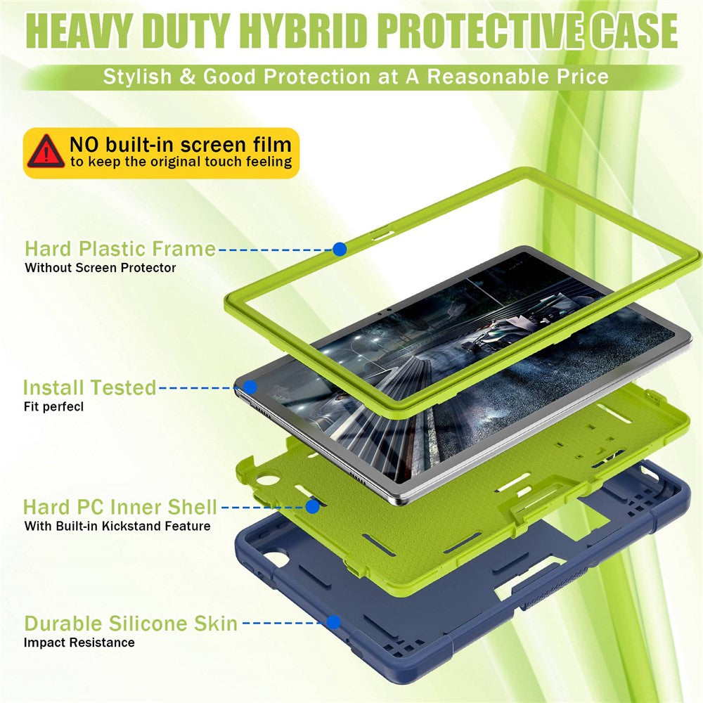 For Lenovo Tab M10 Plus (3rd Gen) / Xiaoxin Pad 2022 10.6 inch 125FU / 128FU Protective Case Robot Pattern Silicone+PC Tablet Anti-Scratch Cover Shockproof Portable Kickstand Case - Navy Blue / Yellowgreen