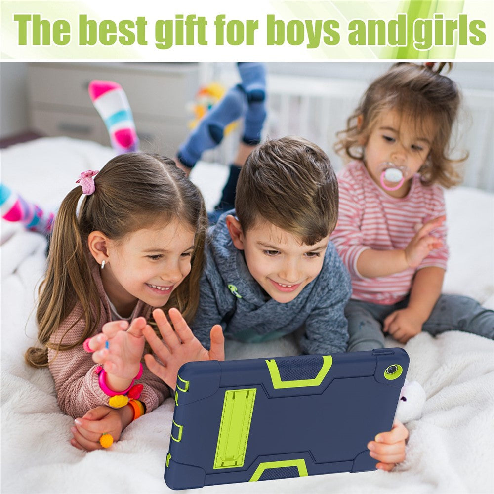 For Lenovo Tab M10 Plus (3rd Gen) / Xiaoxin Pad 2022 10.6 inch 125FU / 128FU Protective Case Robot Pattern Silicone+PC Tablet Anti-Scratch Cover Shockproof Portable Kickstand Case - Navy Blue / Yellowgreen