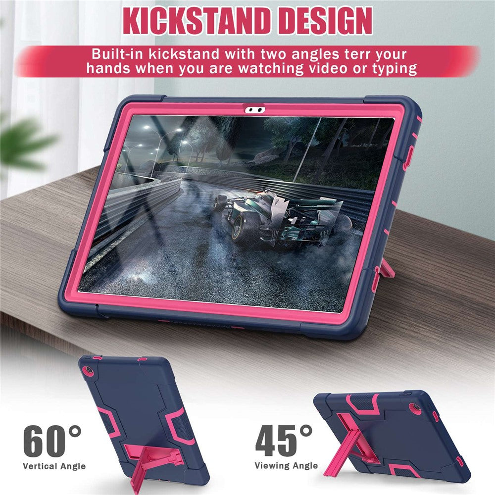 For Lenovo Tab M10 Plus (3rd Gen) / Xiaoxin Pad 2022 10.6 inch 125FU / 128FU Protective Case Robot Pattern Silicone+PC Tablet Anti-Scratch Cover Shockproof Portable Kickstand Case - Navy Blue / Rose