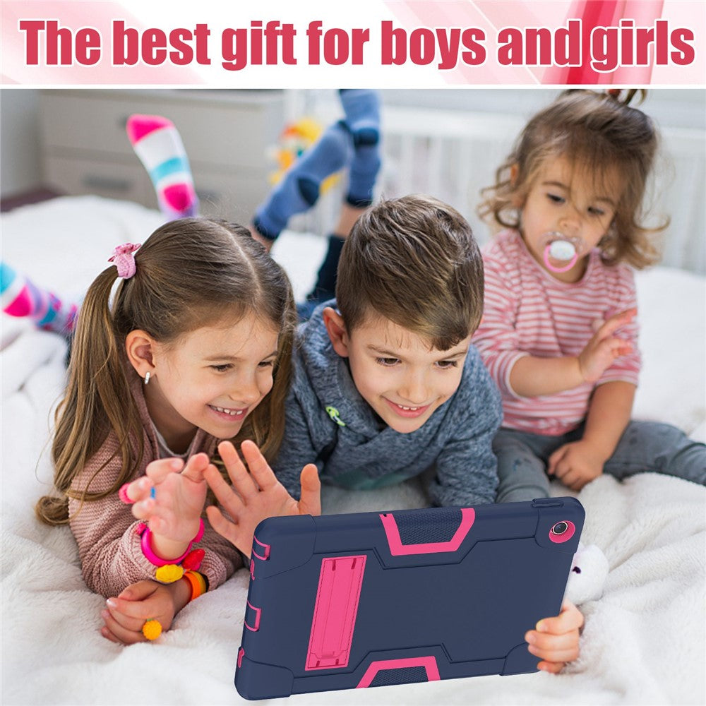 For Lenovo Tab M10 Plus (3rd Gen) / Xiaoxin Pad 2022 10.6 inch 125FU / 128FU Protective Case Robot Pattern Silicone+PC Tablet Anti-Scratch Cover Shockproof Portable Kickstand Case - Navy Blue / Rose