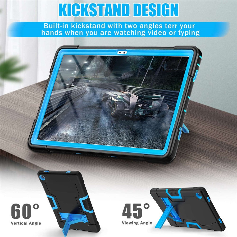 For Lenovo Tab M10 Plus (3rd Gen) / Xiaoxin Pad 2022 10.6 inch 125FU / 128FU Protective Case Robot Pattern Silicone+PC Tablet Anti-Scratch Cover Shockproof Portable Kickstand Case - Black / Blue