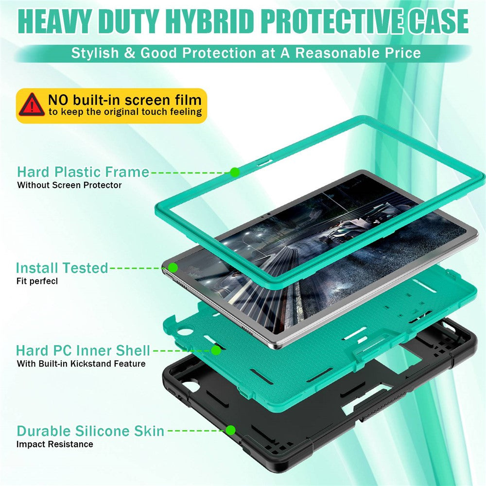 For Lenovo Tab M10 Plus (3rd Gen) / Xiaoxin Pad 2022 10.6 inch 125FU / 128FU Protective Case Robot Pattern Silicone+PC Tablet Anti-Scratch Cover Shockproof Portable Kickstand Case - Black / Mint Green