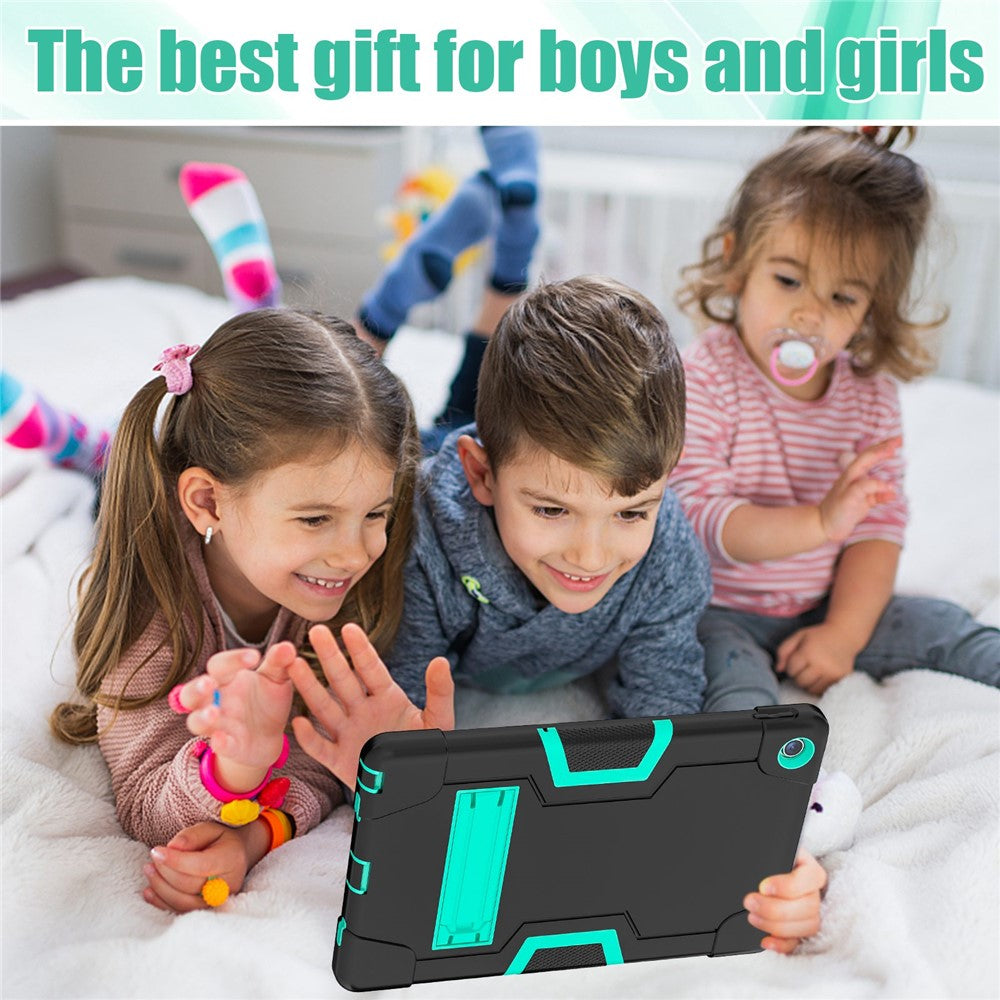 For Lenovo Tab M10 Plus (3rd Gen) / Xiaoxin Pad 2022 10.6 inch 125FU / 128FU Protective Case Robot Pattern Silicone+PC Tablet Anti-Scratch Cover Shockproof Portable Kickstand Case - Black / Mint Green