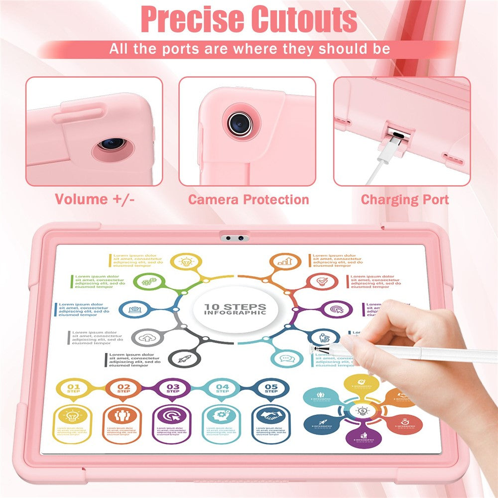 For Lenovo Tab M10 Plus (3rd Gen) / Xiaoxin Pad 2022 10.6 inch 125FU / 128FU Protective Case Robot Pattern Silicone+PC Tablet Anti-Scratch Cover Shockproof Portable Kickstand Case - Rose Gold