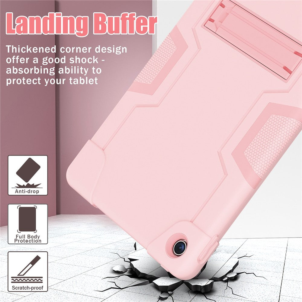 For Lenovo Tab M10 Plus (3rd Gen) / Xiaoxin Pad 2022 10.6 inch 125FU / 128FU Protective Case Robot Pattern Silicone+PC Tablet Anti-Scratch Cover Shockproof Portable Kickstand Case - Rose Gold