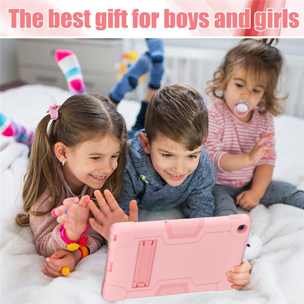 For Lenovo Tab M10 Plus (3rd Gen) / Xiaoxin Pad 2022 10.6 inch 125FU / 128FU Protective Case Robot Pattern Silicone+PC Tablet Anti-Scratch Cover Shockproof Portable Kickstand Case - Rose Gold