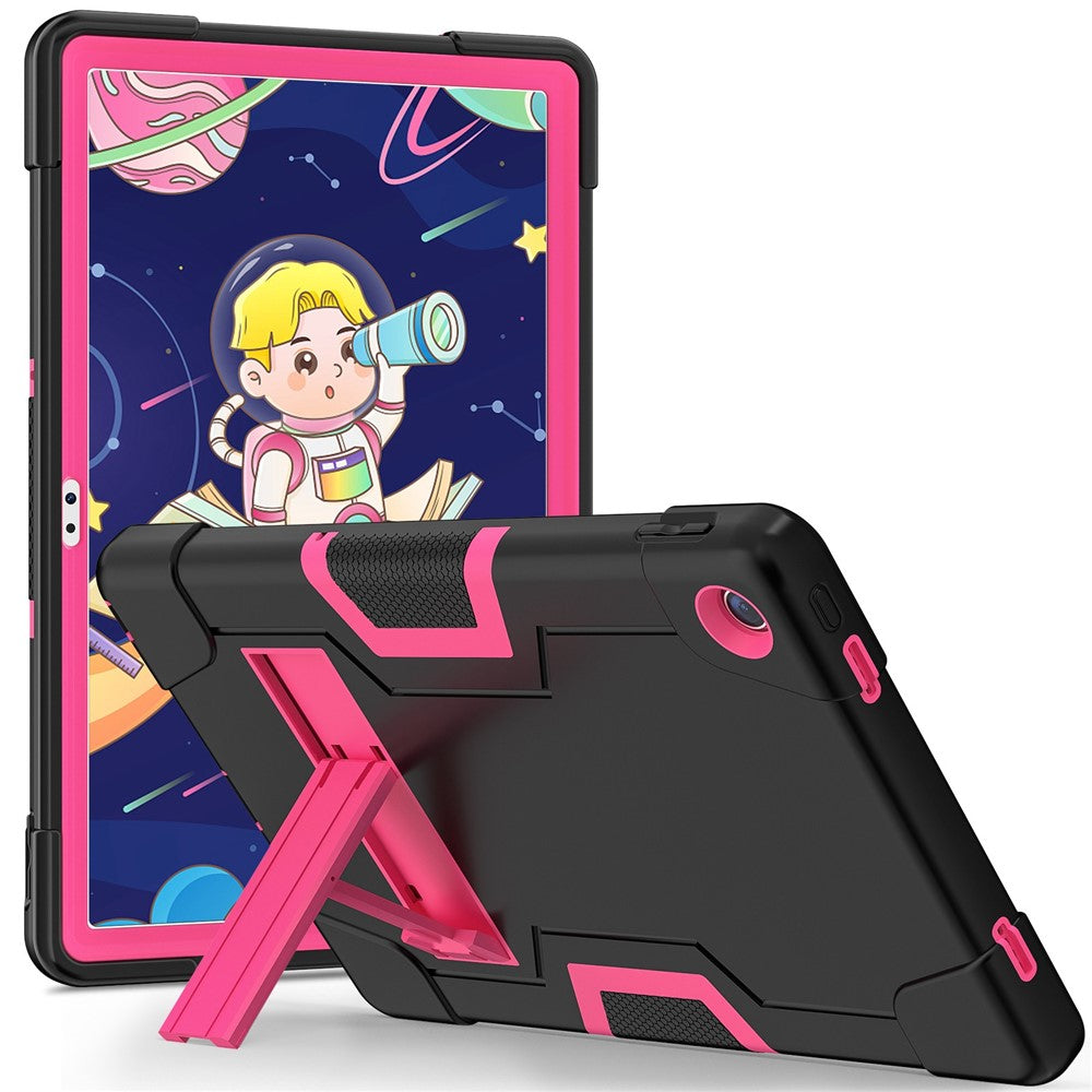 For Lenovo Tab M10 Plus (3rd Gen) / Xiaoxin Pad 2022 10.6 inch 125FU / 128FU Protective Case Robot Pattern Silicone+PC Tablet Anti-Scratch Cover Shockproof Portable Kickstand Case - Black / Rose