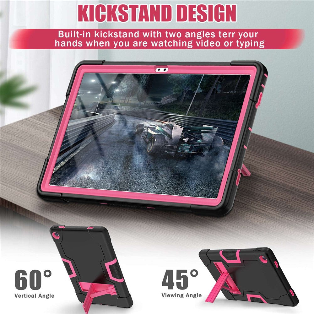 For Lenovo Tab M10 Plus (3rd Gen) / Xiaoxin Pad 2022 10.6 inch 125FU / 128FU Protective Case Robot Pattern Silicone+PC Tablet Anti-Scratch Cover Shockproof Portable Kickstand Case - Black / Rose