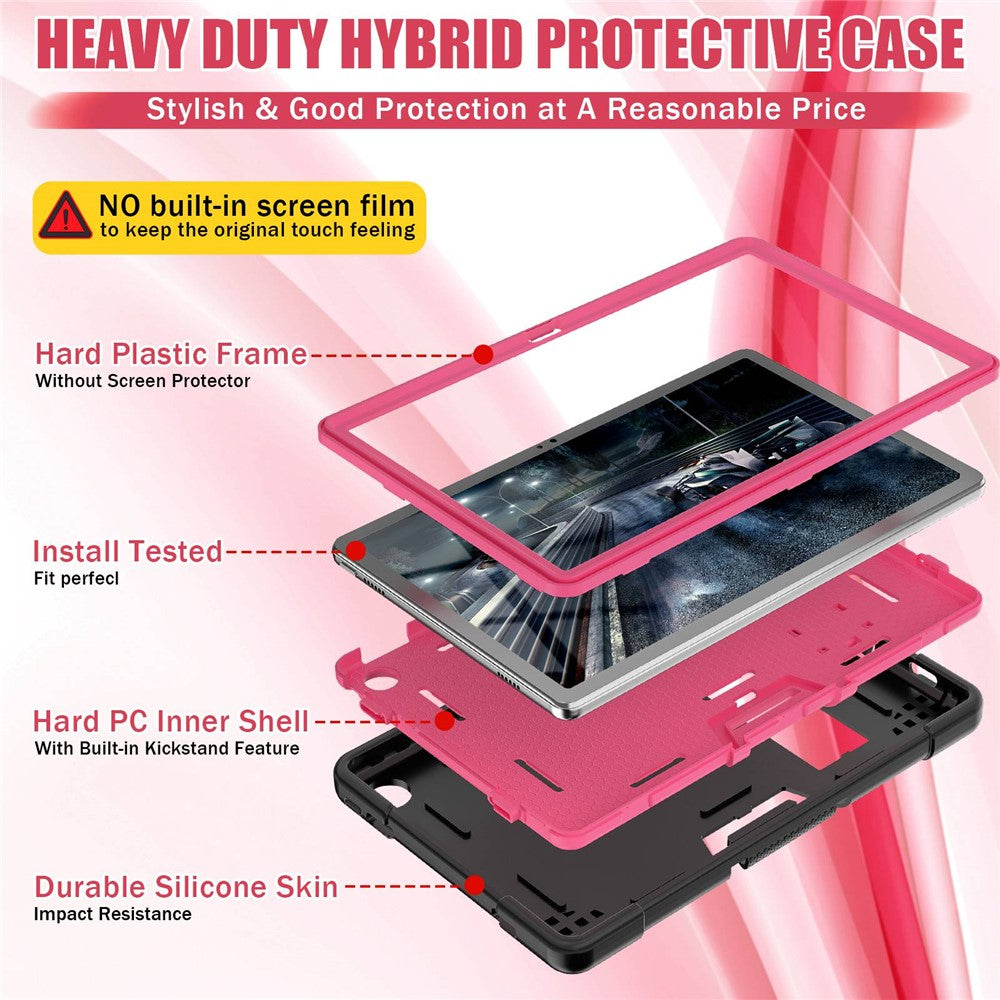 For Lenovo Tab M10 Plus (3rd Gen) / Xiaoxin Pad 2022 10.6 inch 125FU / 128FU Protective Case Robot Pattern Silicone+PC Tablet Anti-Scratch Cover Shockproof Portable Kickstand Case - Black / Rose