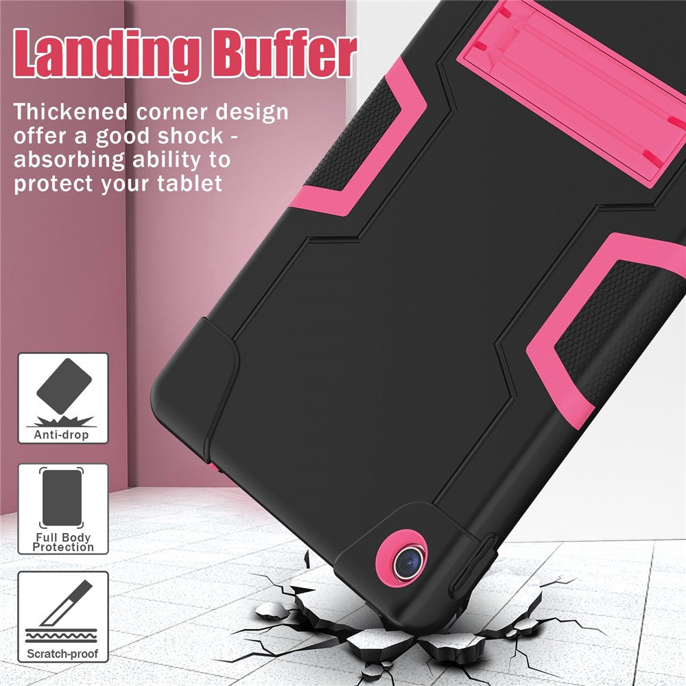 For Lenovo Tab M10 Plus (3rd Gen) / Xiaoxin Pad 2022 10.6 inch 125FU / 128FU Protective Case Robot Pattern Silicone+PC Tablet Anti-Scratch Cover Shockproof Portable Kickstand Case - Black / Rose
