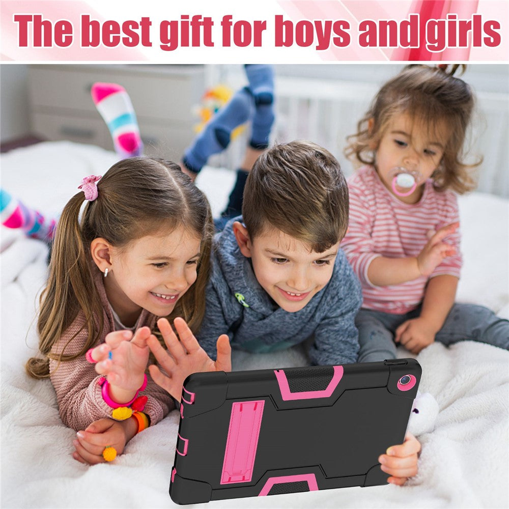 For Lenovo Tab M10 Plus (3rd Gen) / Xiaoxin Pad 2022 10.6 inch 125FU / 128FU Protective Case Robot Pattern Silicone+PC Tablet Anti-Scratch Cover Shockproof Portable Kickstand Case - Black / Rose