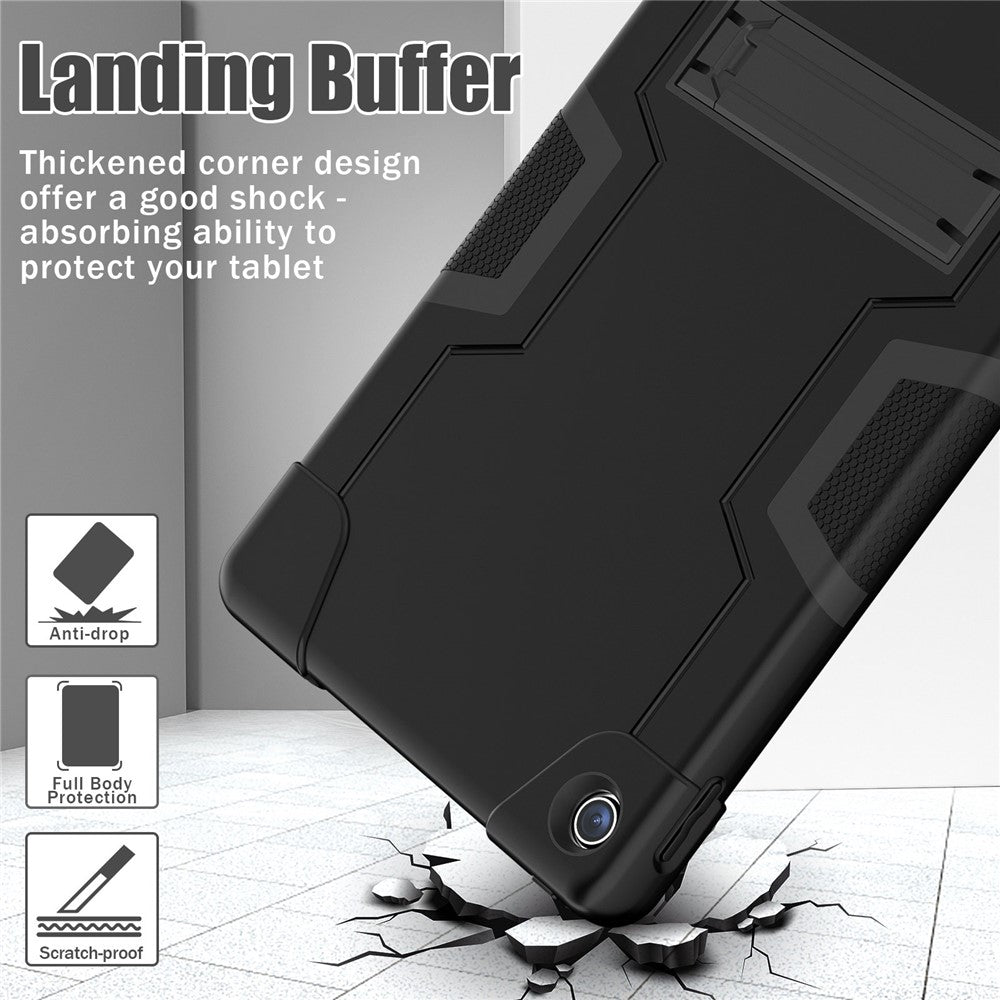 For Lenovo Tab M10 Plus (3rd Gen) / Xiaoxin Pad 2022 10.6 inch 125FU / 128FU Protective Case Robot Pattern Silicone+PC Tablet Anti-Scratch Cover Shockproof Portable Kickstand Case - Black