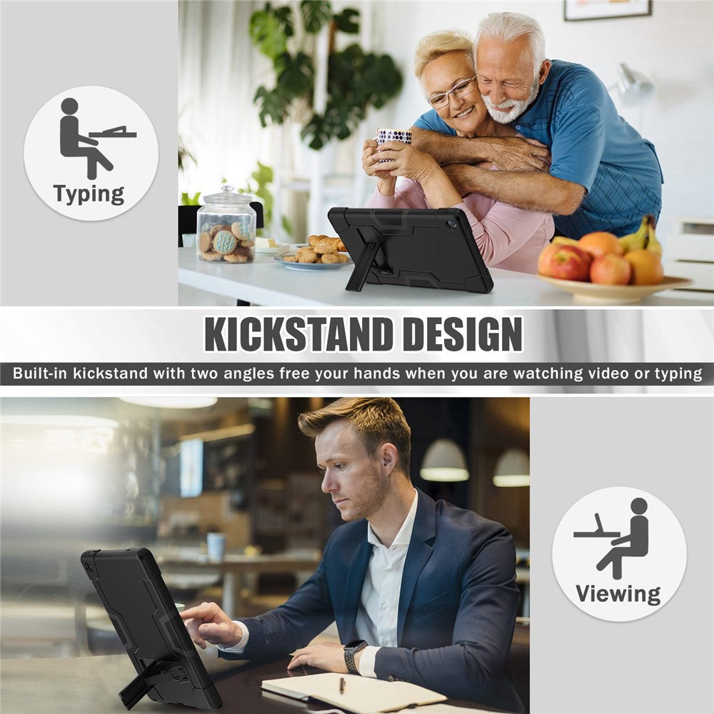 For Lenovo Tab M10 Plus (3rd Gen) / Xiaoxin Pad 2022 10.6 inch 125FU / 128FU Protective Case Robot Pattern Silicone+PC Tablet Anti-Scratch Cover Shockproof Portable Kickstand Case - Black