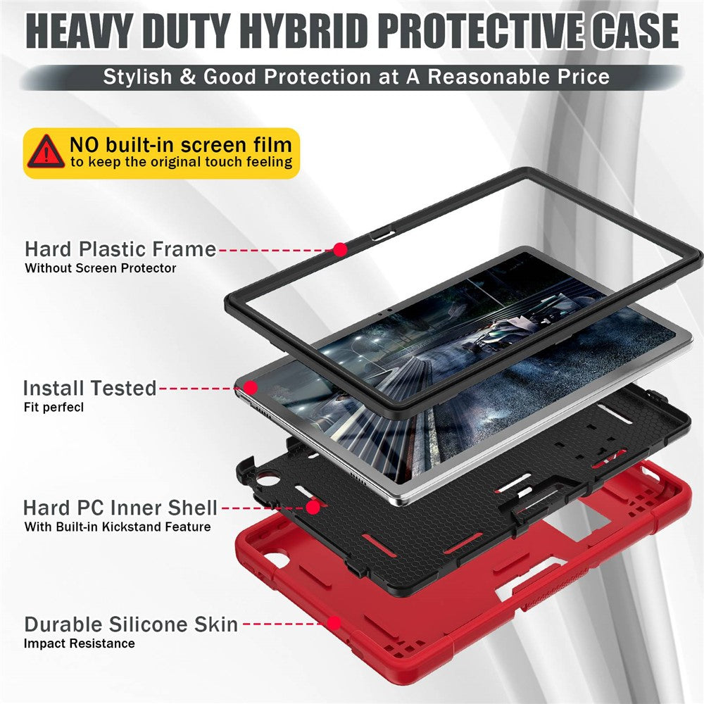 For Lenovo Tab M10 Plus (3rd Gen) / Xiaoxin Pad 2022 10.6 inch 125FU / 128FU Protective Case Robot Pattern Silicone+PC Tablet Anti-Scratch Cover Shockproof Portable Kickstand Case - Red / Black