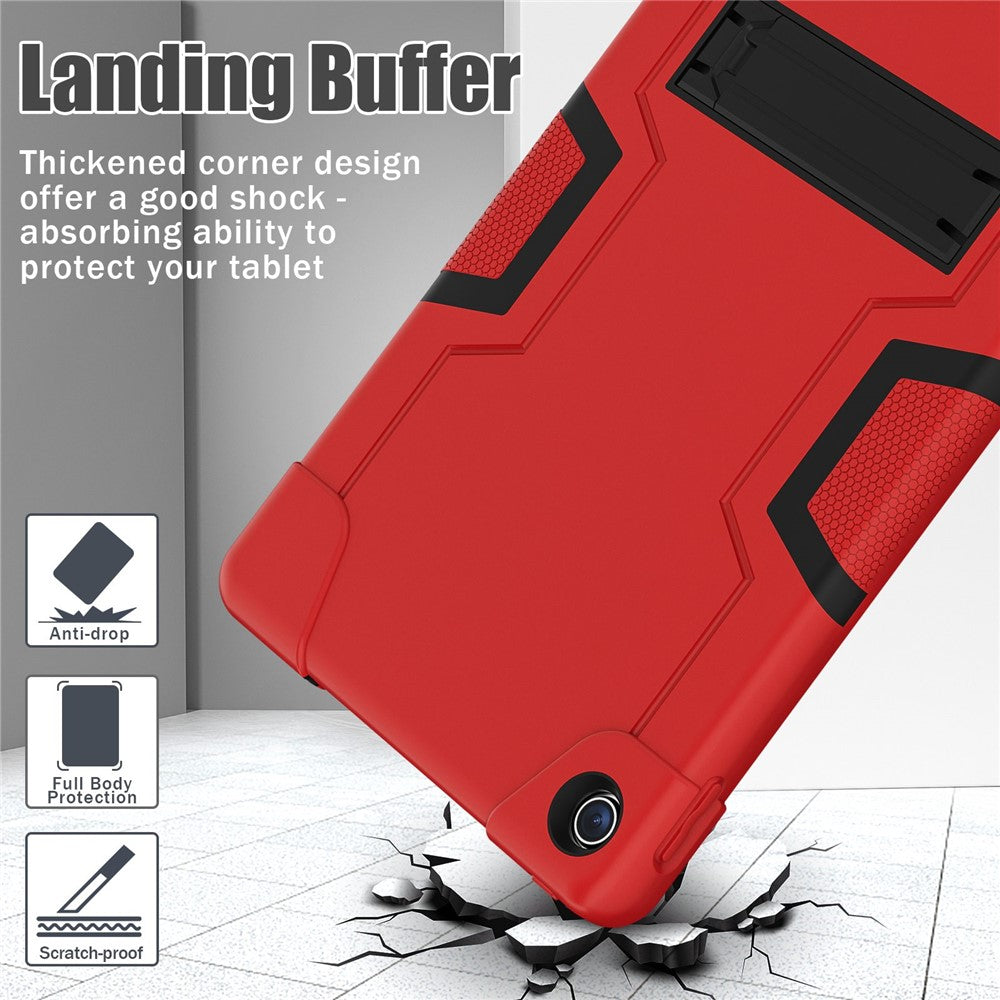 For Lenovo Tab M10 Plus (3rd Gen) / Xiaoxin Pad 2022 10.6 inch 125FU / 128FU Protective Case Robot Pattern Silicone+PC Tablet Anti-Scratch Cover Shockproof Portable Kickstand Case - Red / Black