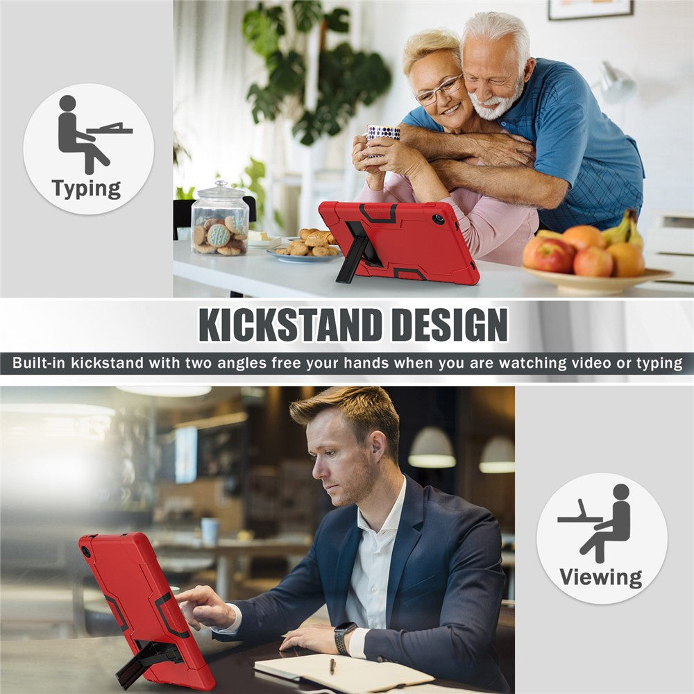 For Lenovo Tab M10 Plus (3rd Gen) / Xiaoxin Pad 2022 10.6 inch 125FU / 128FU Protective Case Robot Pattern Silicone+PC Tablet Anti-Scratch Cover Shockproof Portable Kickstand Case - Red / Black