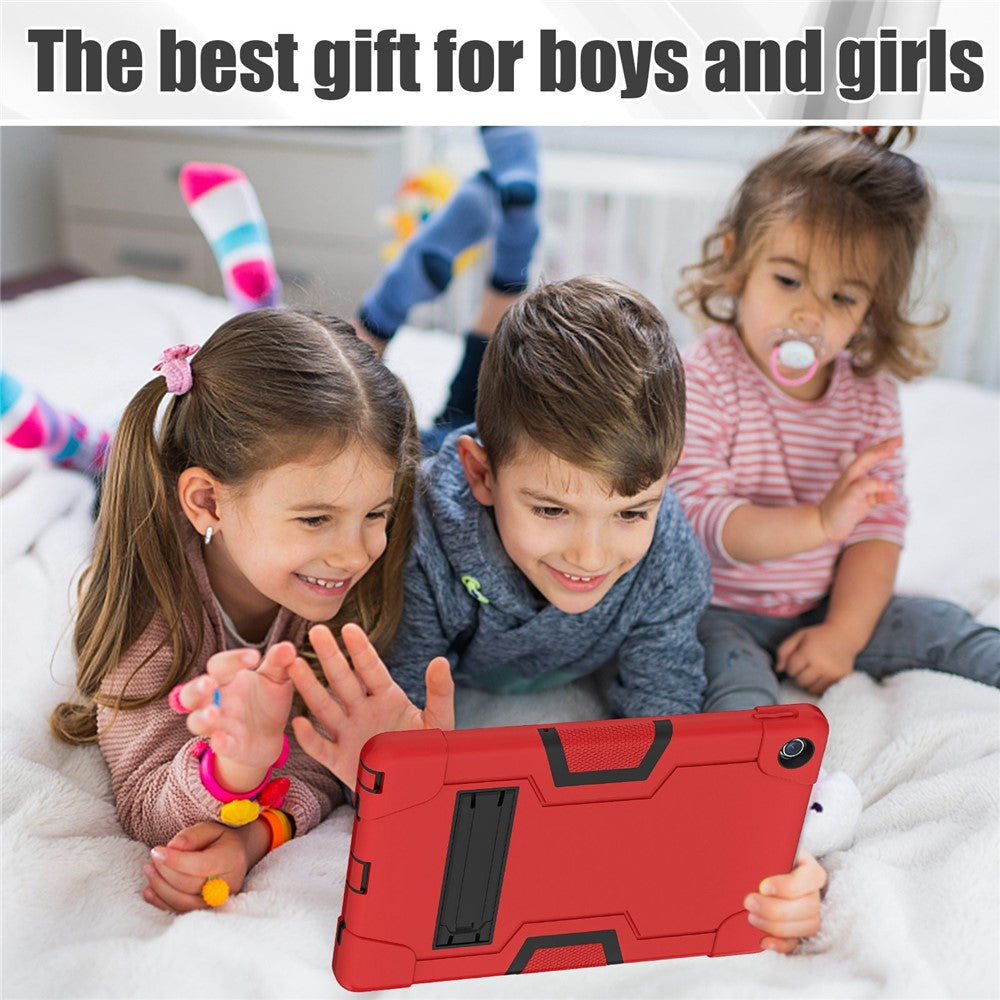 For Lenovo Tab M10 Plus (3rd Gen) / Xiaoxin Pad 2022 10.6 inch 125FU / 128FU Protective Case Robot Pattern Silicone+PC Tablet Anti-Scratch Cover Shockproof Portable Kickstand Case - Red / Black