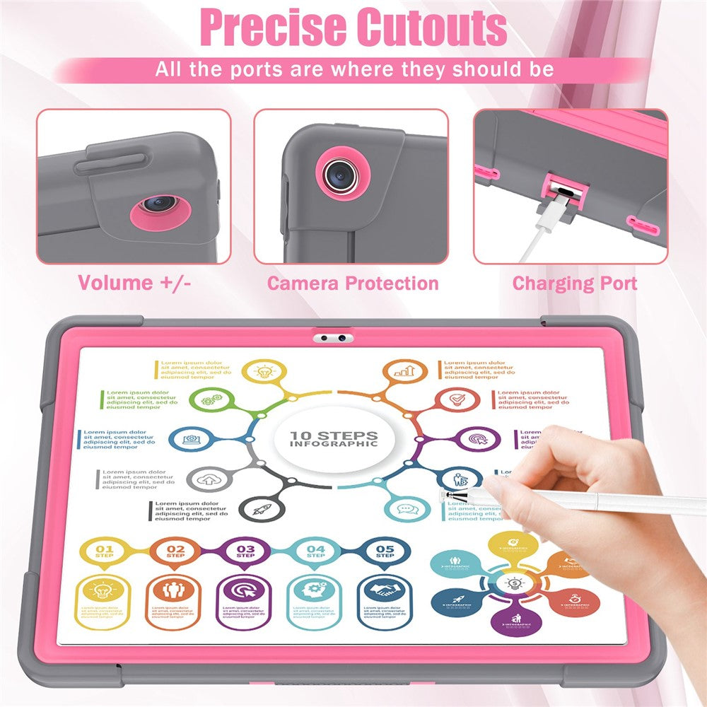 For Lenovo Tab M10 Plus (3rd Gen) / Xiaoxin Pad 2022 10.6 inch 125FU / 128FU Protective Case Robot Pattern Silicone+PC Tablet Anti-Scratch Cover Shockproof Portable Kickstand Case - Grey / Rose