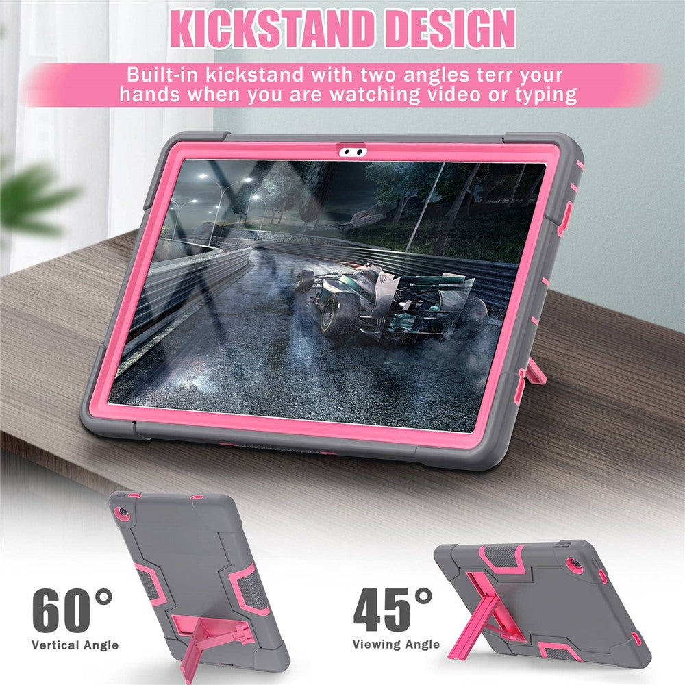 For Lenovo Tab M10 Plus (3rd Gen) / Xiaoxin Pad 2022 10.6 inch 125FU / 128FU Protective Case Robot Pattern Silicone+PC Tablet Anti-Scratch Cover Shockproof Portable Kickstand Case - Grey / Rose