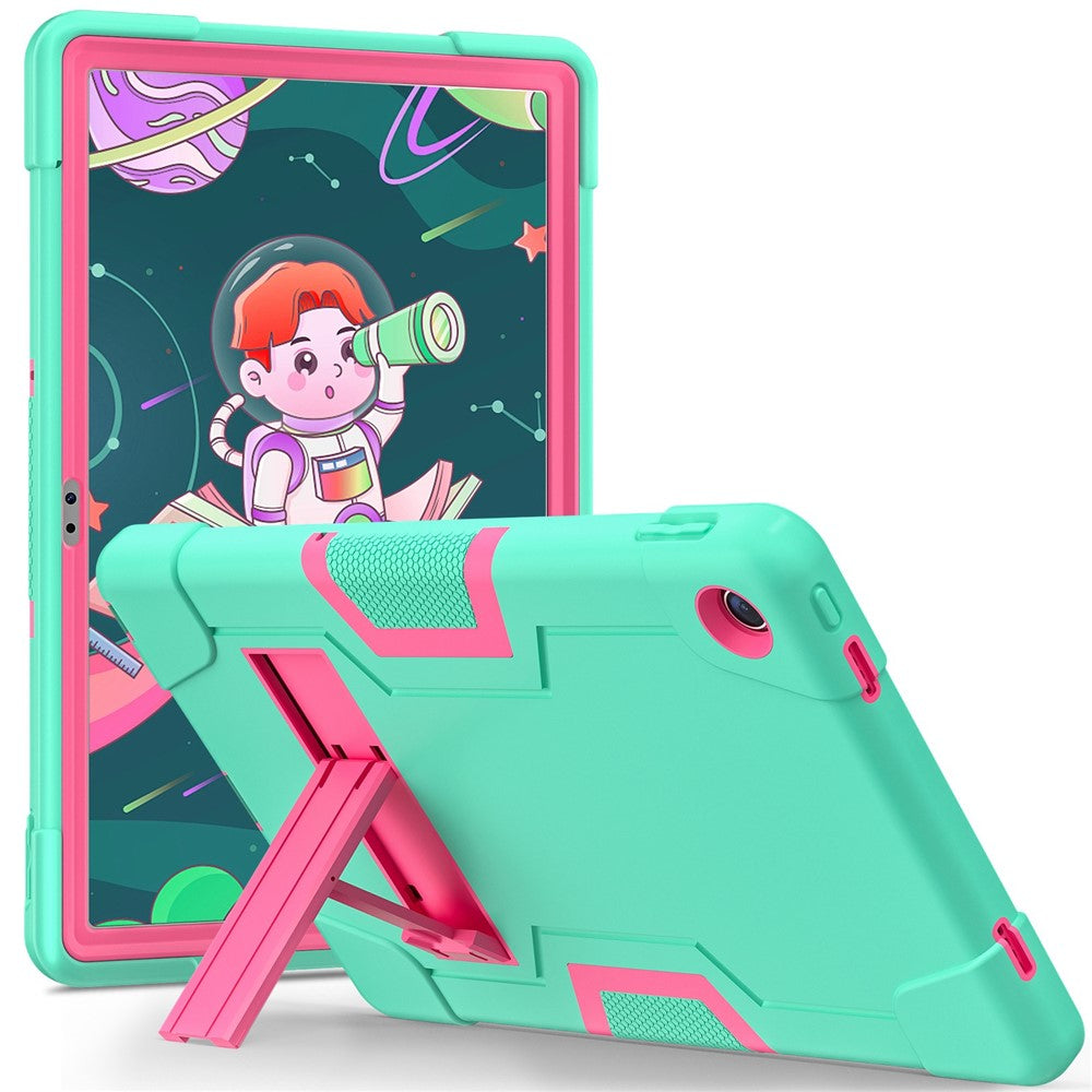 For Lenovo Tab M10 Plus (3rd Gen) / Xiaoxin Pad 2022 10.6 inch 125FU / 128FU Protective Case Robot Pattern Silicone+PC Tablet Anti-Scratch Cover Shockproof Portable Kickstand Case - Mint Green / Rose