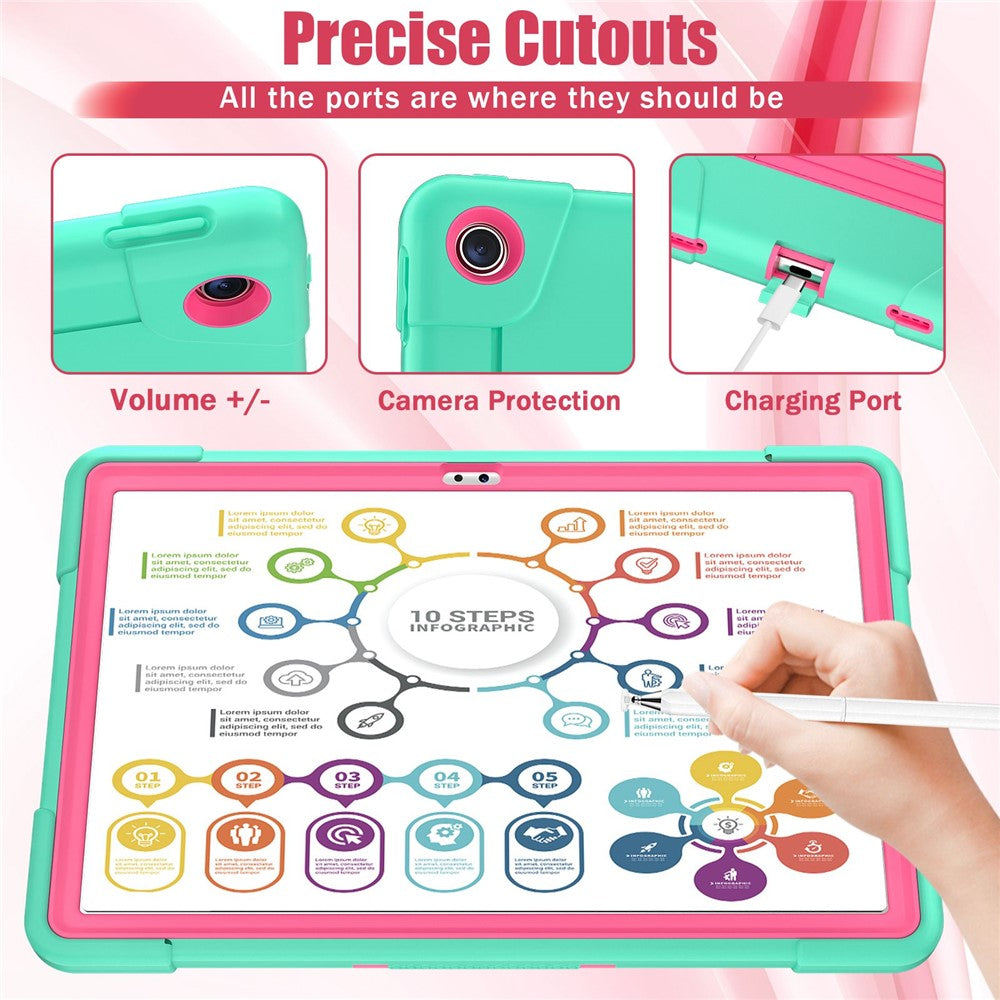 For Lenovo Tab M10 Plus (3rd Gen) / Xiaoxin Pad 2022 10.6 inch 125FU / 128FU Protective Case Robot Pattern Silicone+PC Tablet Anti-Scratch Cover Shockproof Portable Kickstand Case - Mint Green / Rose