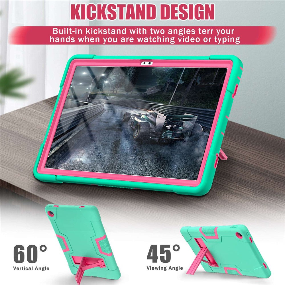 For Lenovo Tab M10 Plus (3rd Gen) / Xiaoxin Pad 2022 10.6 inch 125FU / 128FU Protective Case Robot Pattern Silicone+PC Tablet Anti-Scratch Cover Shockproof Portable Kickstand Case - Mint Green / Rose