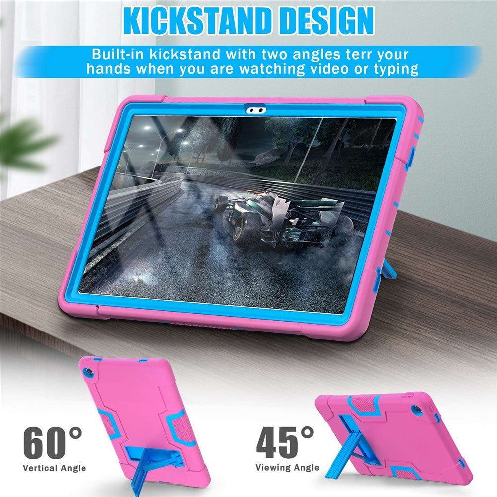 For Lenovo Tab M10 Plus (3rd Gen) / Xiaoxin Pad 2022 10.6 inch 125FU / 128FU Protective Case Robot Pattern Silicone+PC Tablet Anti-Scratch Cover Shockproof Portable Kickstand Case - Rose / Blue