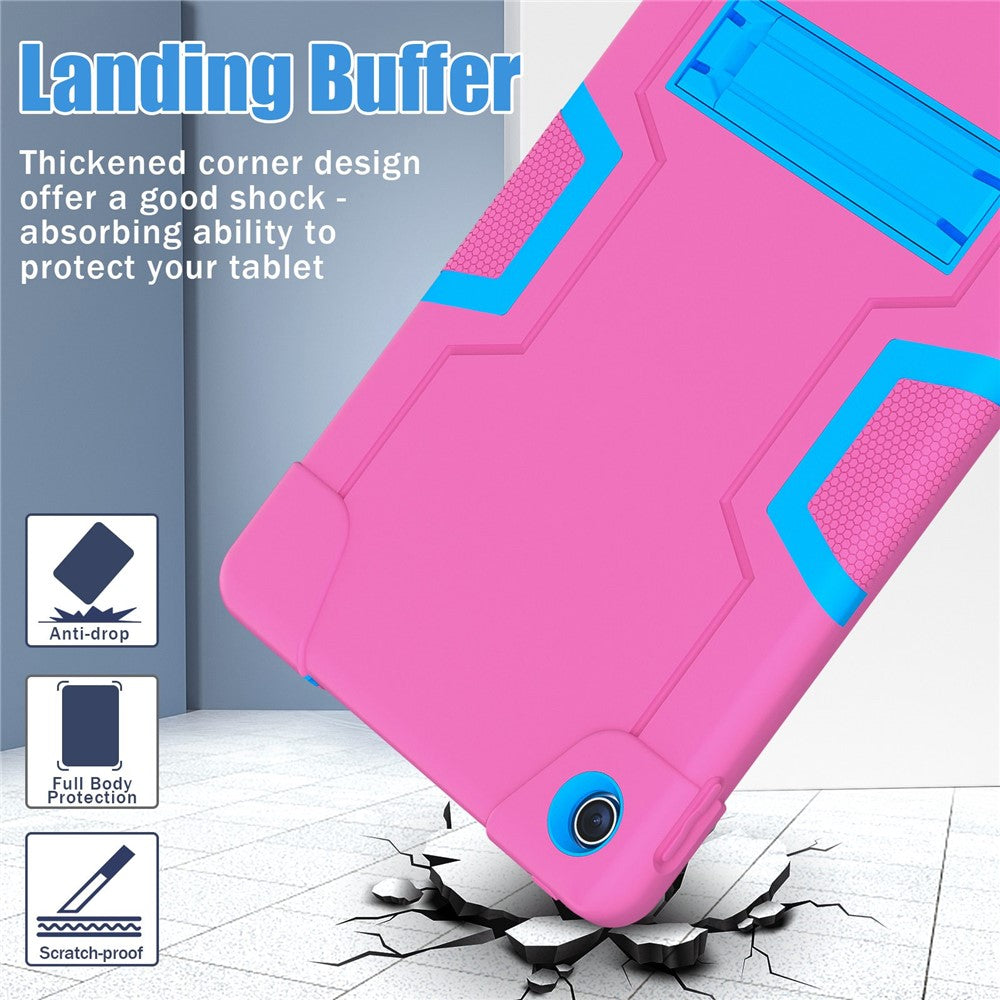 For Lenovo Tab M10 Plus (3rd Gen) / Xiaoxin Pad 2022 10.6 inch 125FU / 128FU Protective Case Robot Pattern Silicone+PC Tablet Anti-Scratch Cover Shockproof Portable Kickstand Case - Rose / Blue