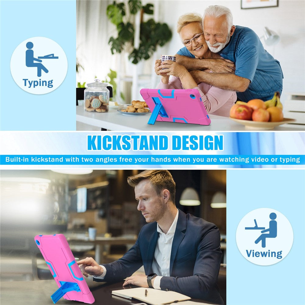 For Lenovo Tab M10 Plus (3rd Gen) / Xiaoxin Pad 2022 10.6 inch 125FU / 128FU Protective Case Robot Pattern Silicone+PC Tablet Anti-Scratch Cover Shockproof Portable Kickstand Case - Rose / Blue