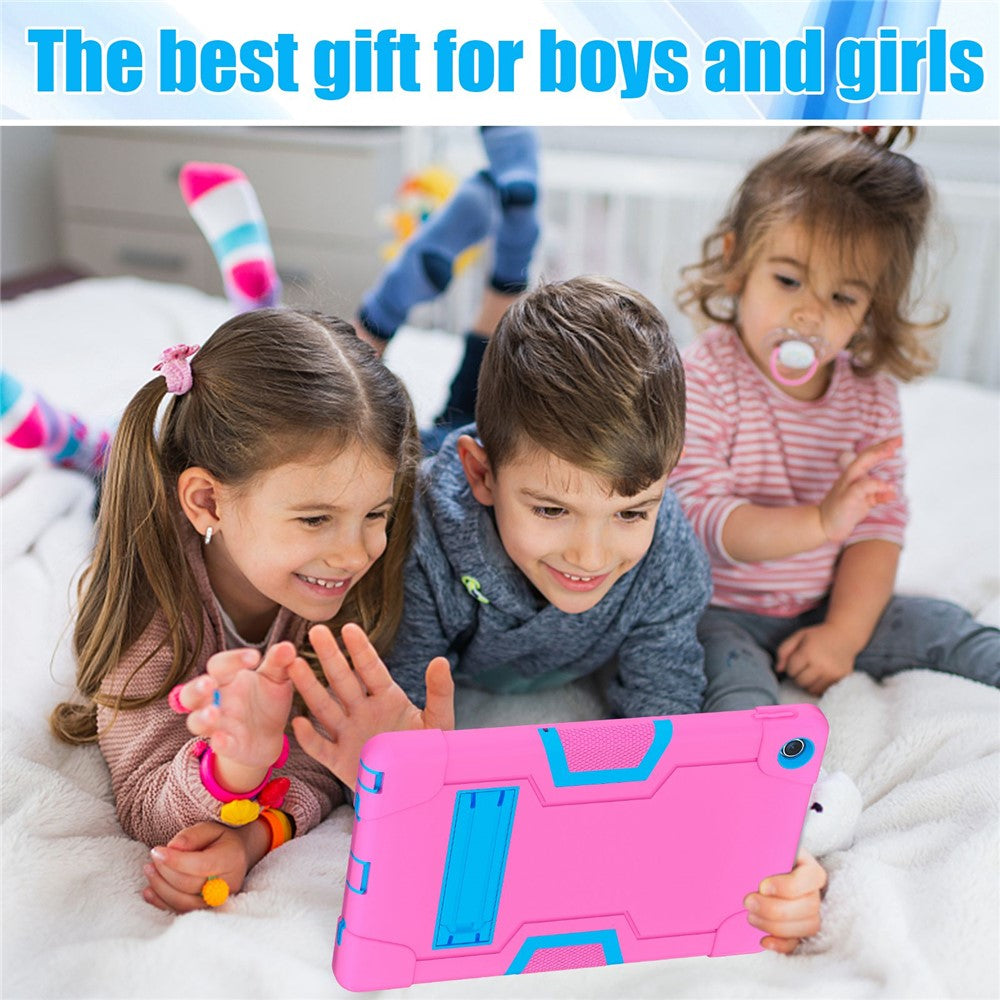 For Lenovo Tab M10 Plus (3rd Gen) / Xiaoxin Pad 2022 10.6 inch 125FU / 128FU Protective Case Robot Pattern Silicone+PC Tablet Anti-Scratch Cover Shockproof Portable Kickstand Case - Rose / Blue