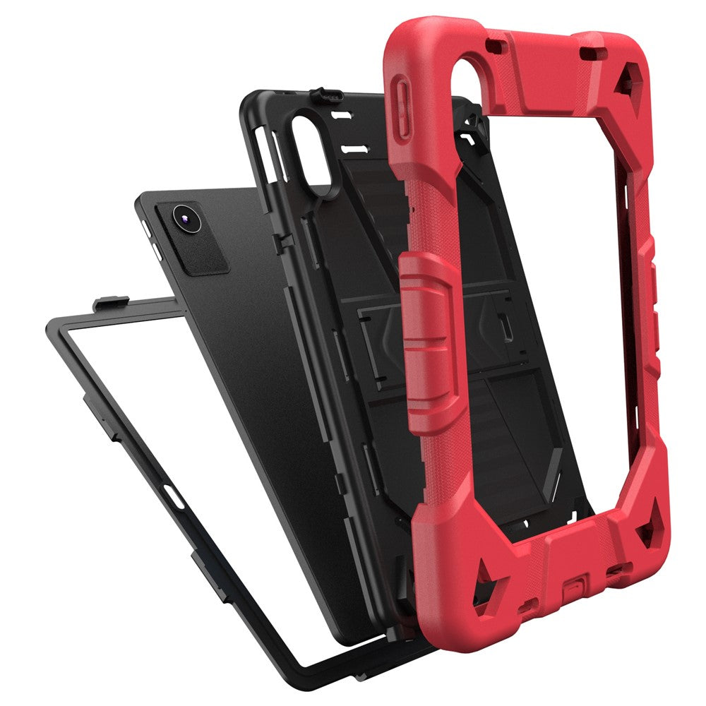 Tablet Case For Lenovo Tab M11 TB330FU 331FC / K11 / Xiaoxin Pad 11 2024 PC + Silicone Shockproof Protective Cover with Kickstand - Red + Black