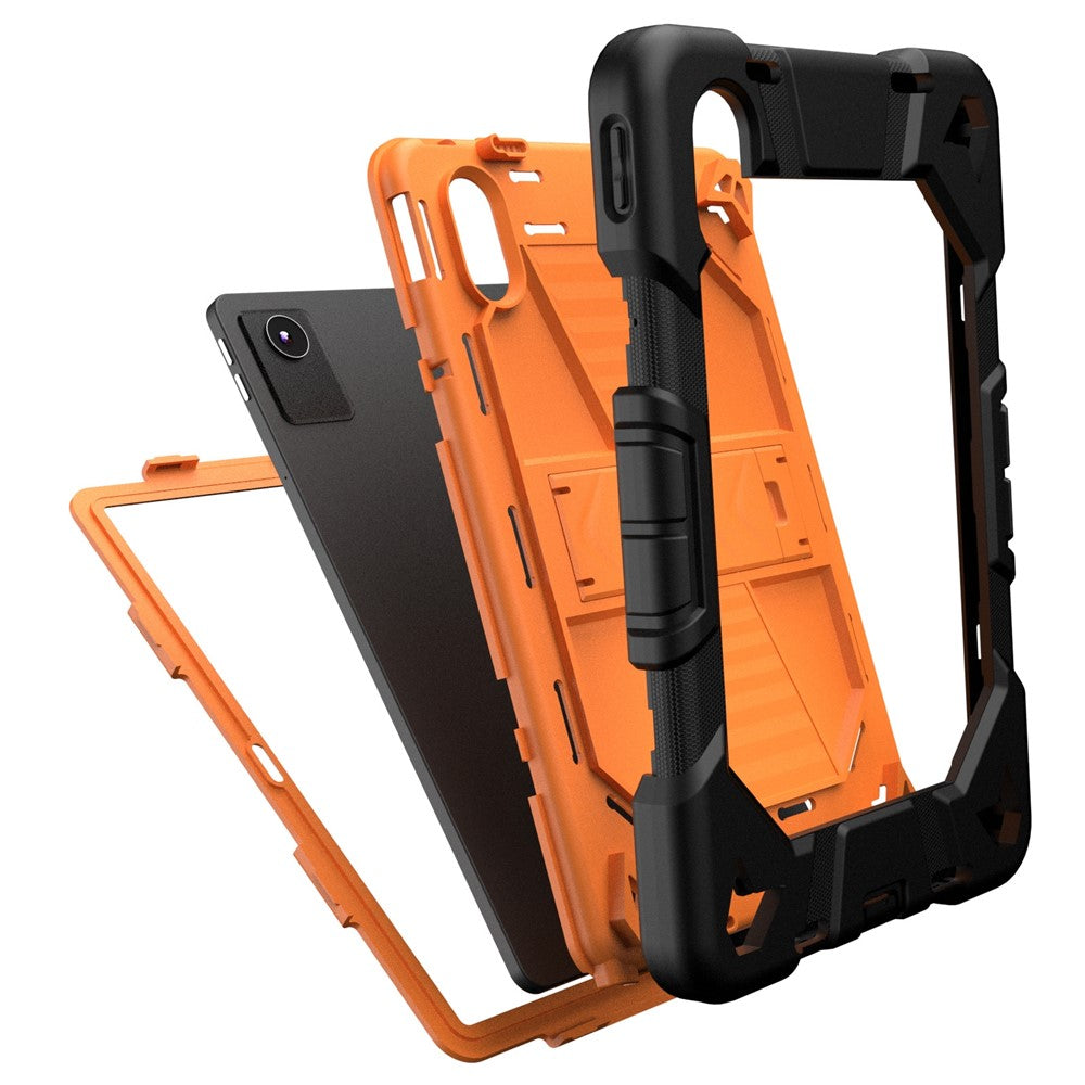 Tablet Case For Lenovo Tab M11 TB330FU 331FC / K11 / Xiaoxin Pad 11 2024 PC + Silicone Shockproof Protective Cover with Kickstand - Black + Orange