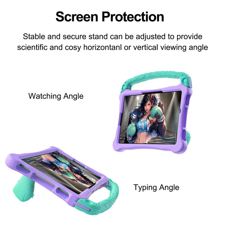 For Huawei MatePad SE 11 Case Boxing Style EVA Tablet Cover with Handle Kickstand - Purple / Mint Green
