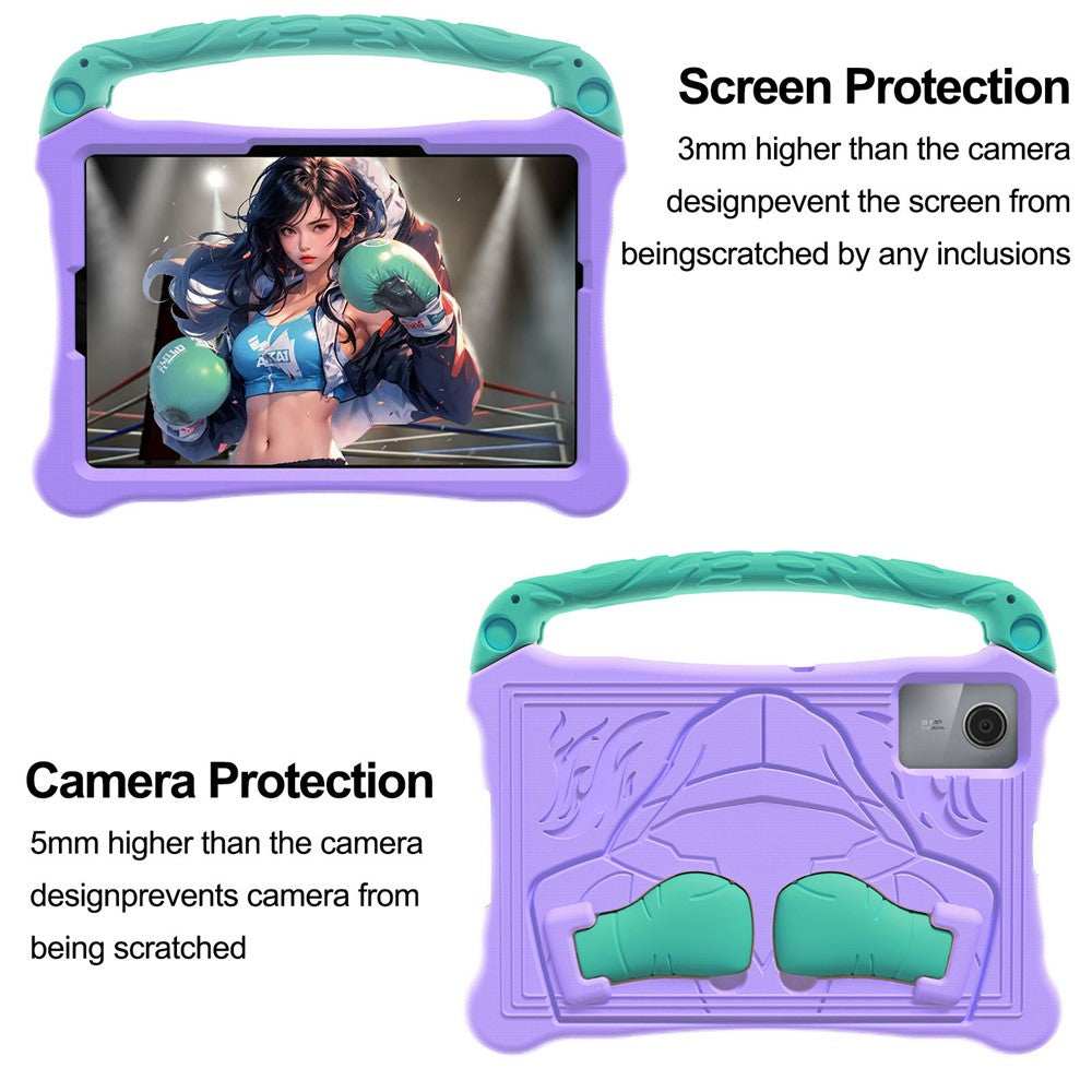 For Lenovo Tab M11 / Xiaoxin Pad 11 2024 Case Boxing Style EVA Tablet Cover with Handle Kickstand - Purple / Mint Green