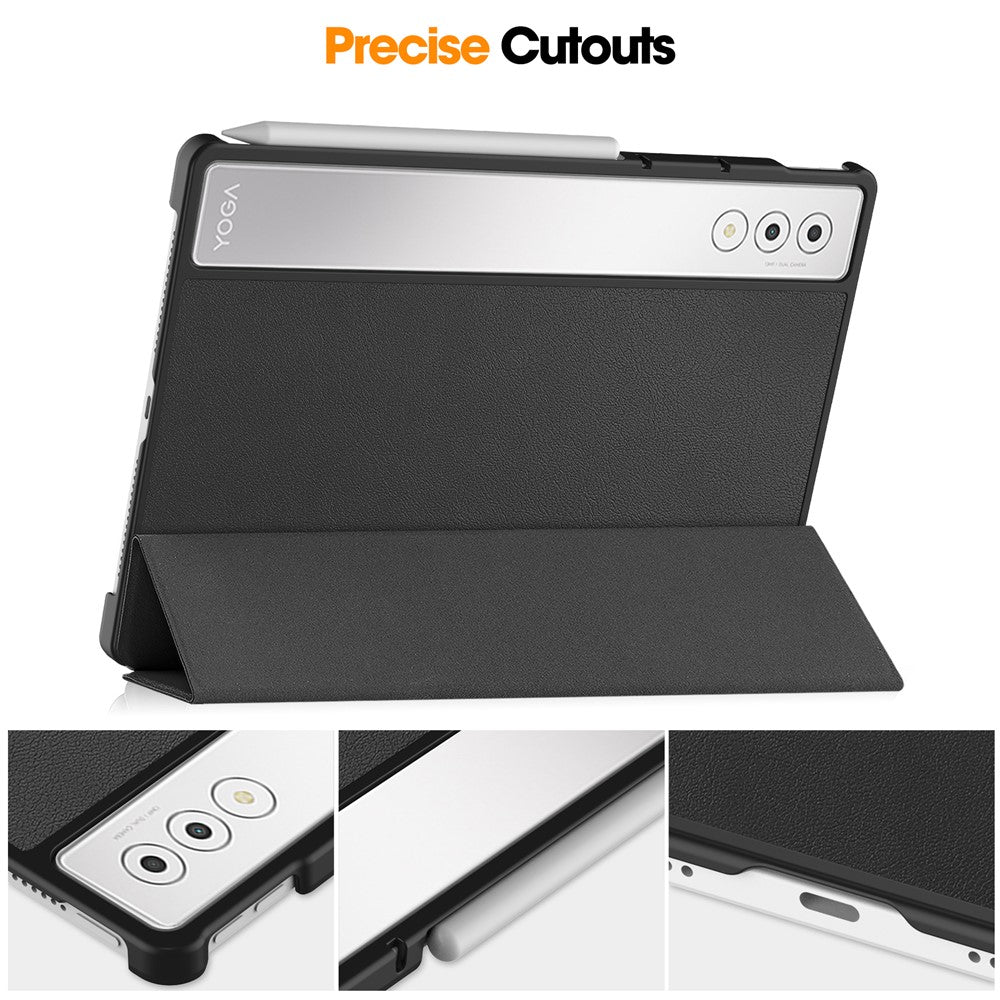 For Lenovo Yoga Tab Plus Case Anti-Drop Leather Stand Tablet Cover - Black