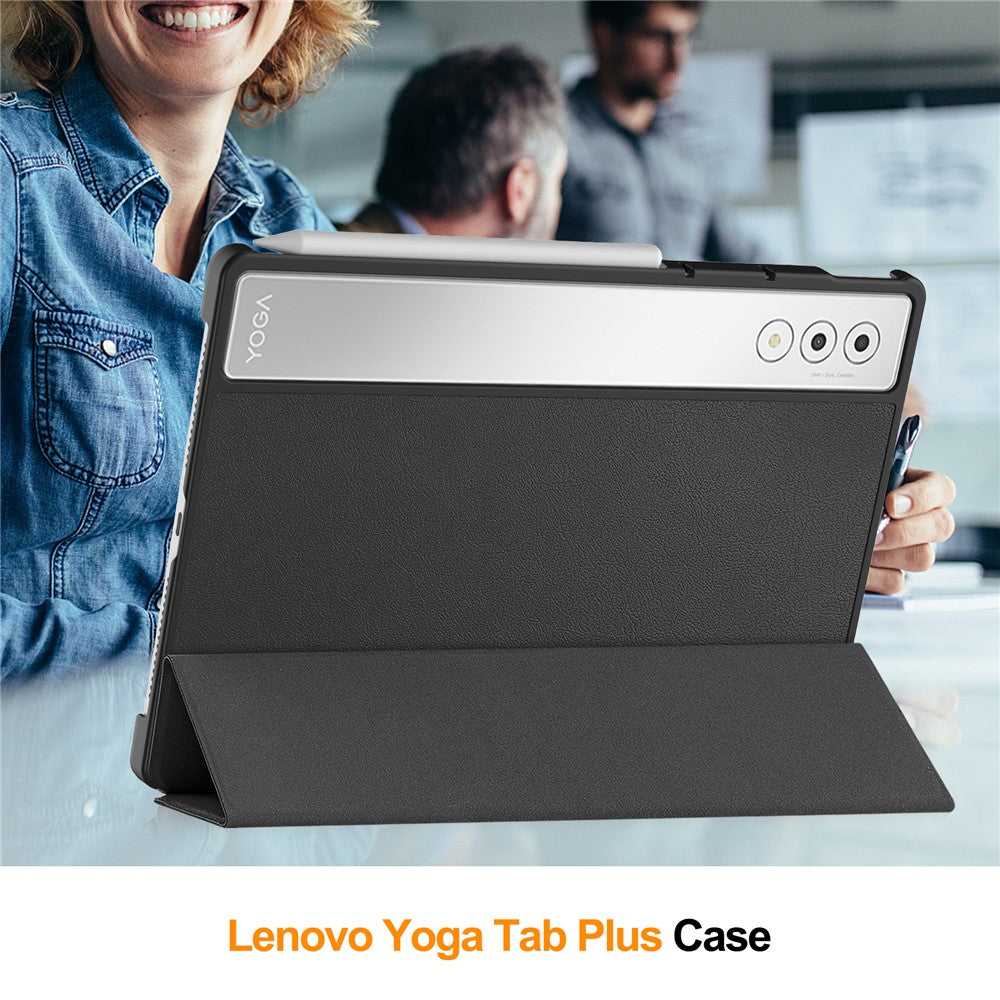 For Lenovo Yoga Tab Plus Case Anti-Drop Leather Stand Tablet Cover - Black