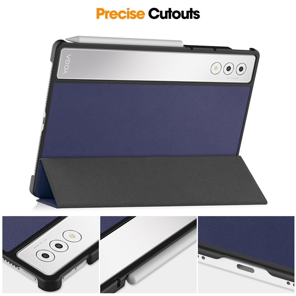 For Lenovo Yoga Tab Plus Case Anti-Drop Leather Stand Tablet Cover - Dark Blue