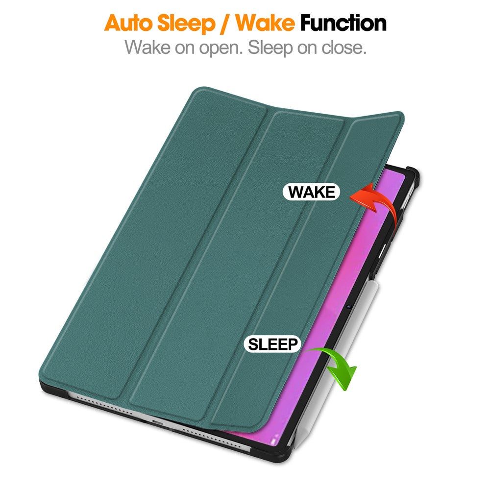 For Lenovo Yoga Tab Plus Case Anti-Drop Leather Stand Tablet Cover - Blackish Green