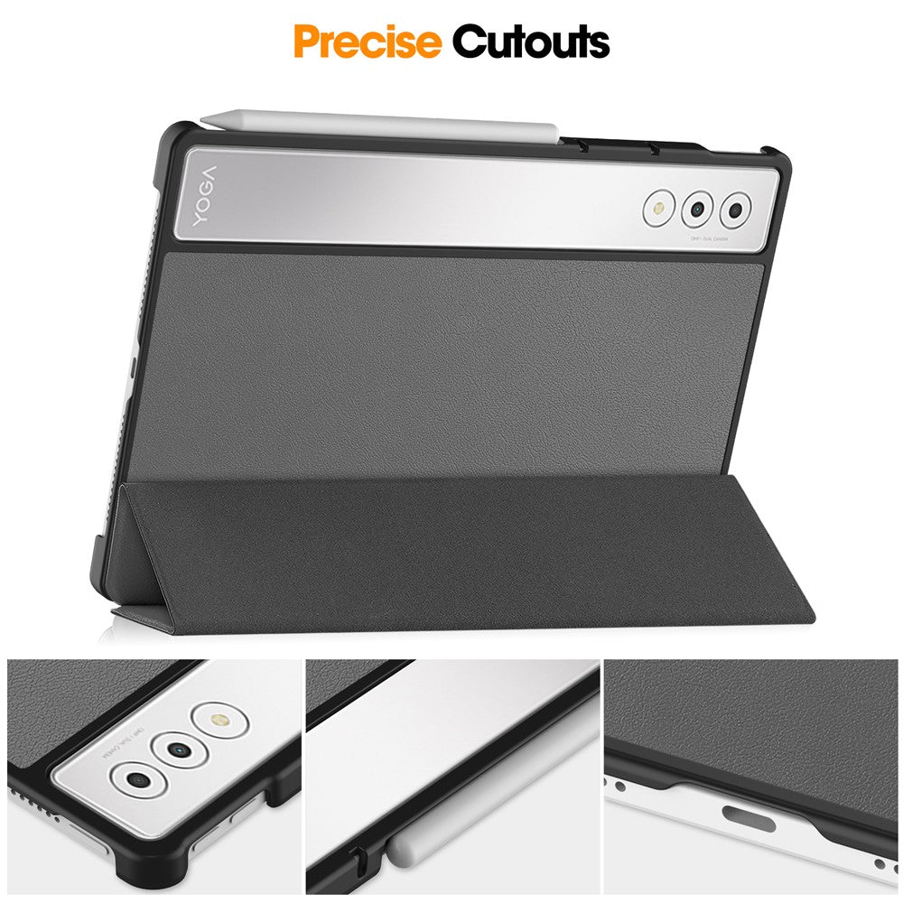 For Lenovo Yoga Tab Plus Case Anti-Drop Leather Stand Tablet Cover - Grey
