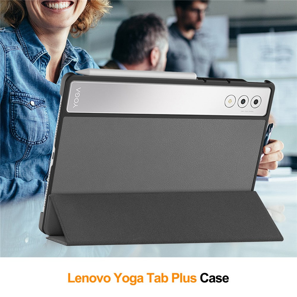For Lenovo Yoga Tab Plus Case Anti-Drop Leather Stand Tablet Cover - Grey