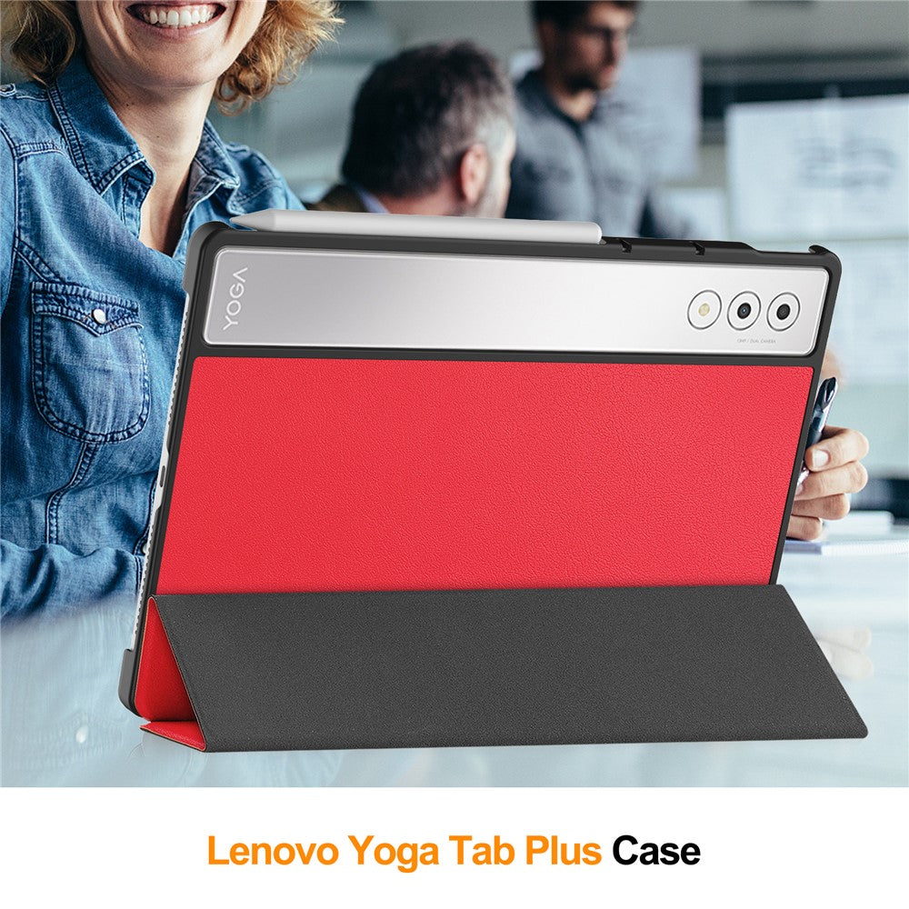 For Lenovo Yoga Tab Plus Case Anti-Drop Leather Stand Tablet Cover - Red