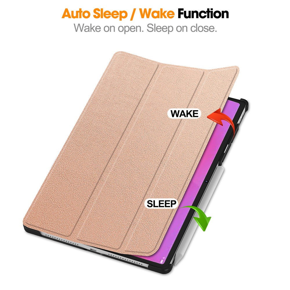 For Lenovo Yoga Tab Plus Case Anti-Drop Leather Stand Tablet Cover - Rose Gold