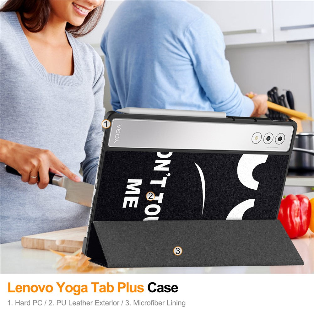 For Lenovo Yoga Tab Plus Case Pattern Print Leather Stand Tablet Cover - Don't Touch Me