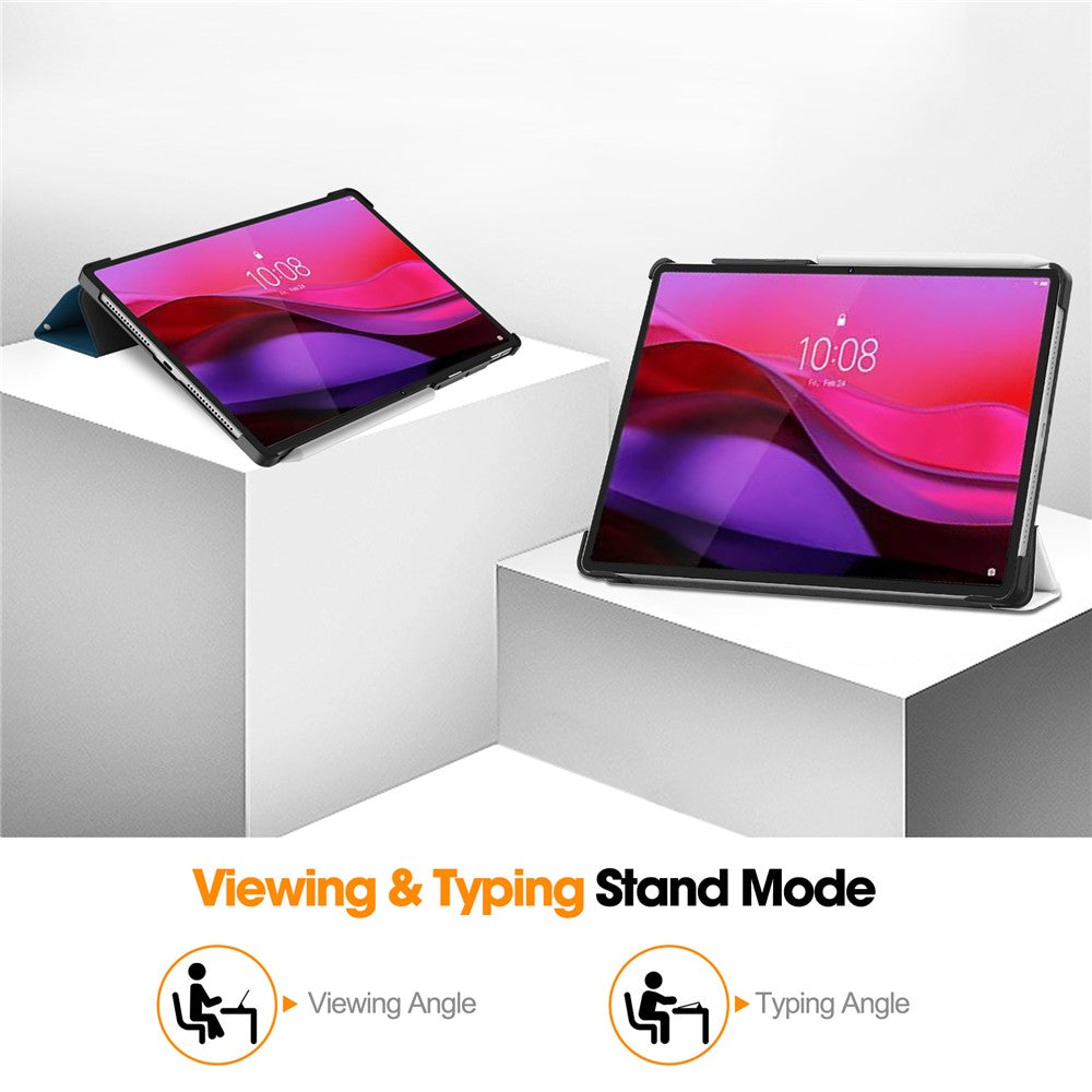 For Lenovo Yoga Tab Plus Case Pattern Print Leather Stand Tablet Cover - Cat
