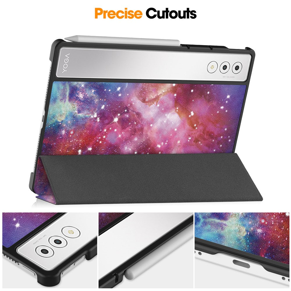 For Lenovo Yoga Tab Plus Case Pattern Print Leather Stand Tablet Cover - Galaxy