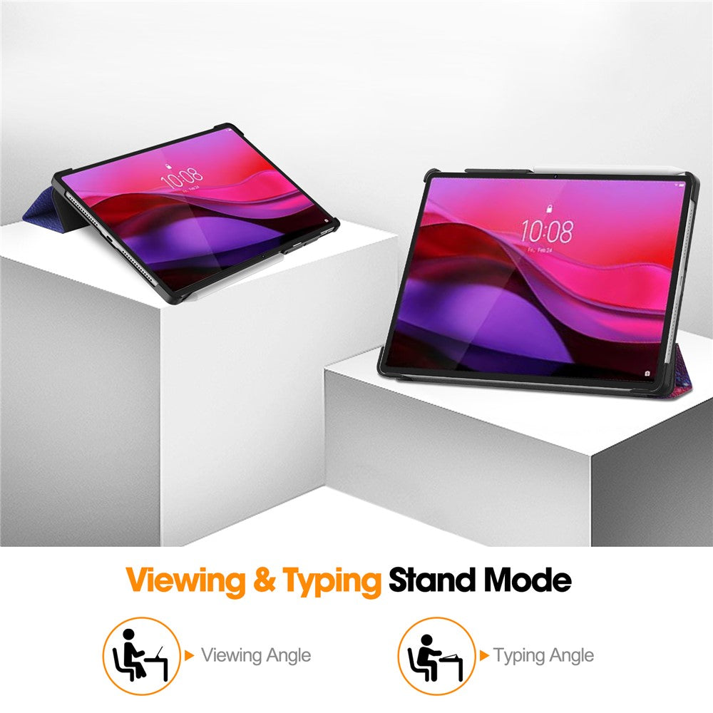 For Lenovo Yoga Tab Plus Case Pattern Print Leather Stand Tablet Cover - Galaxy