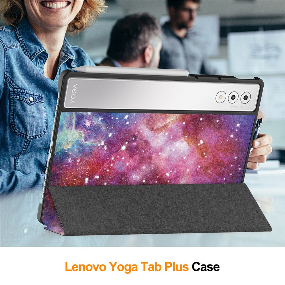 For Lenovo Yoga Tab Plus Case Pattern Print Leather Stand Tablet Cover - Galaxy