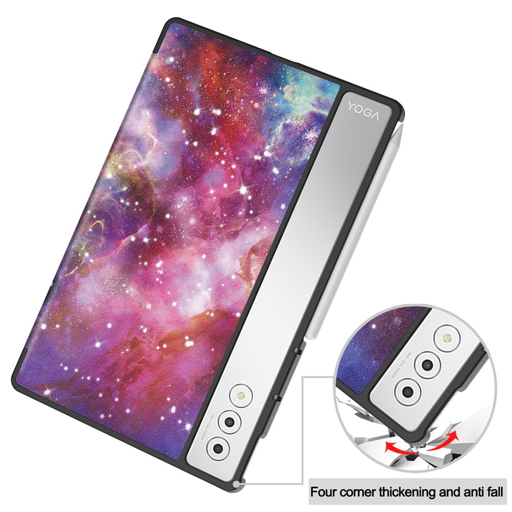 For Lenovo Yoga Tab Plus Case Pattern Print Leather Stand Tablet Cover - Galaxy